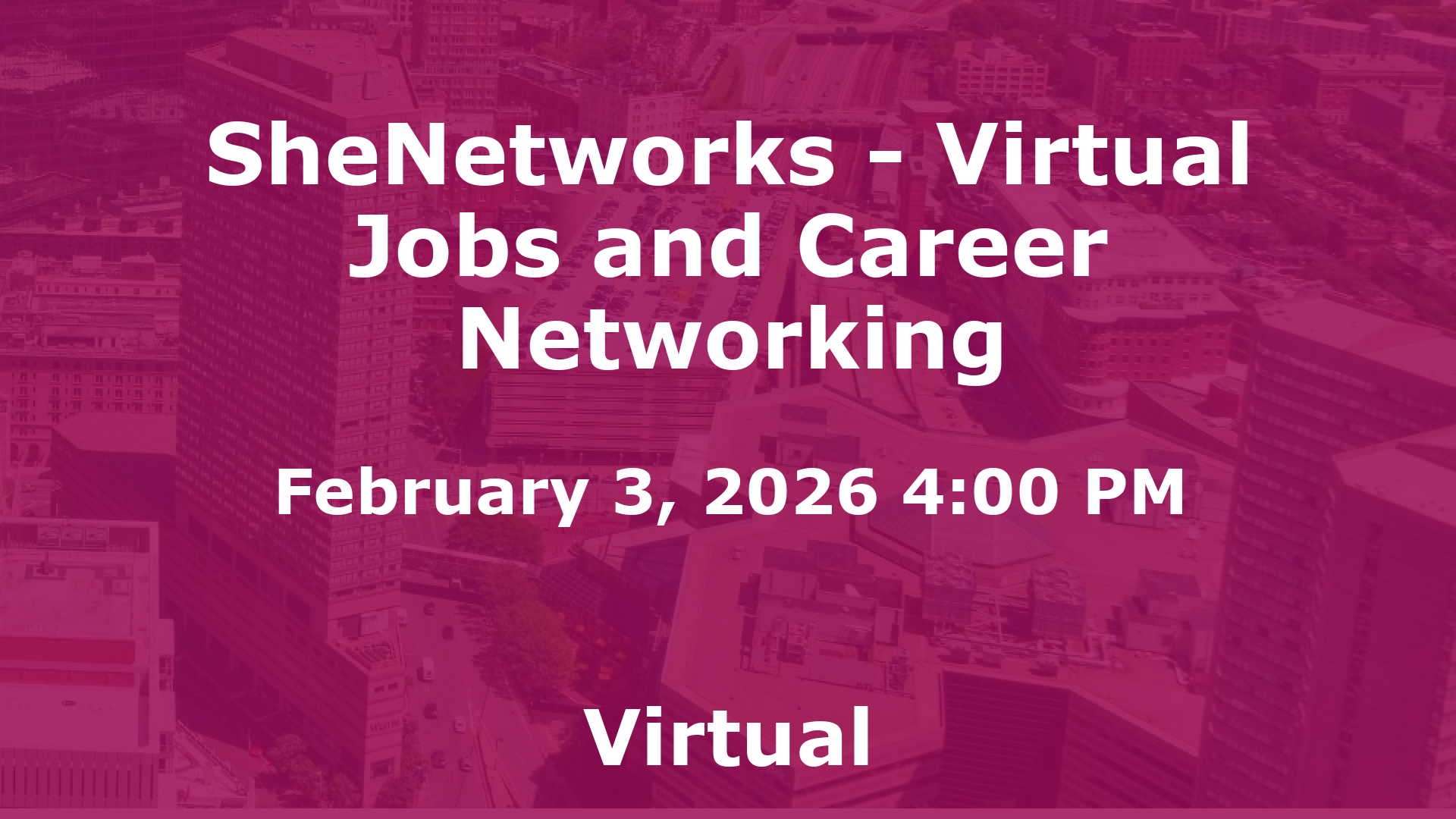 SheNetworks - Virtual Jobs and Career Networking event image